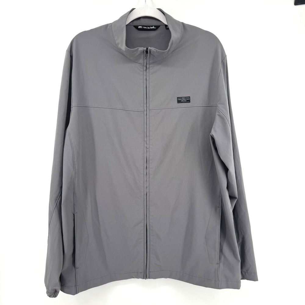TravisMathew Full Zip Jacket Mens XL Grey Performance Stretch Golf Activewear